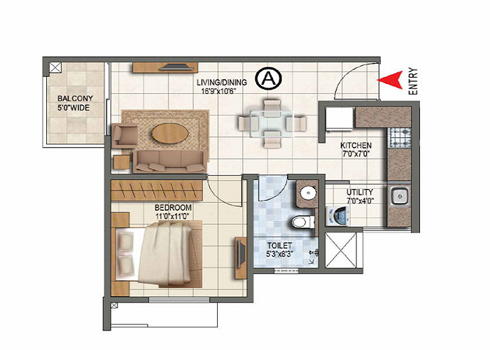 2 bhk floor plan Nambiar